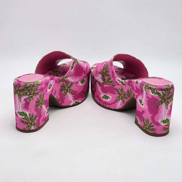 Larroude Palm Tree Pink Miso Platform Slide Sandals Size 8.5 - Picture 6 of 10